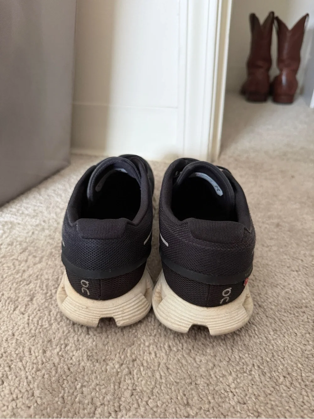 On Running Men's Cloud Sneakers in Black with White Sole